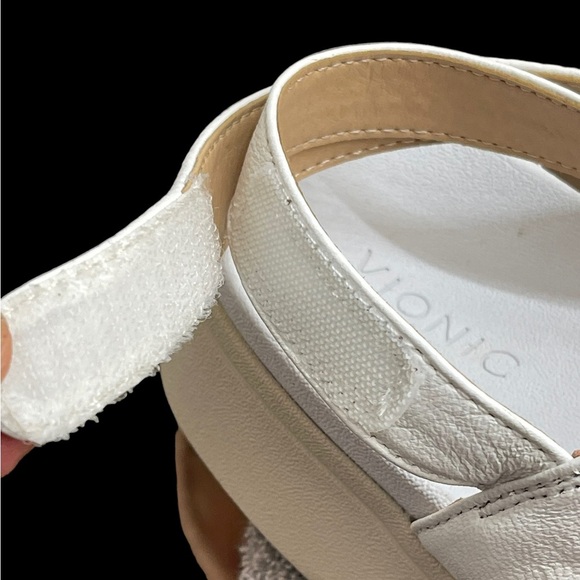 Vionic Karleen Wedge Sandals - Leather ivory white size 9 - Picture 9 of 12